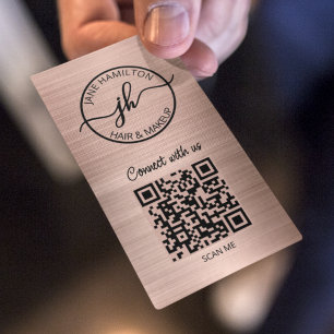 Tarjeta De Visita Logotipo circular de código QR de oro rosa para ne