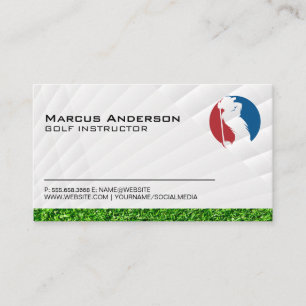 Tarjeta De Visita Logotipo clásico de Golfer Swing   Césped