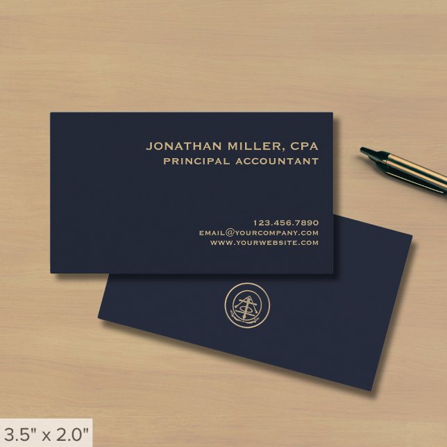 Tarjeta De Visita Logotipo clásico profesional simple (Subido por el creador)