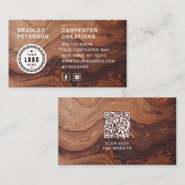 Tarjeta De Visita Logotipo Código QR Construcción de carpintería de 