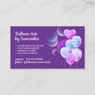 Tarjeta De Visita logotipo código qr decoración fiesta evento globos