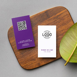 Tarjeta De Visita Logotipo Código QR Minimalista Personalizado morad