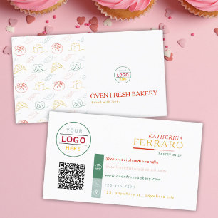 Tarjeta De Visita Logotipo Código QR Panadería de texto de color bla