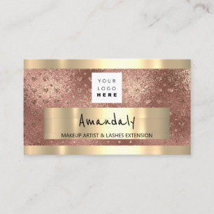 Tarjeta De Visita Logotipo CÓDIGO QR Purpurina de logotipo rosa