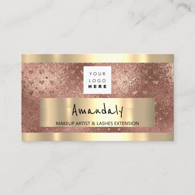 Tarjeta De Visita Logotipo CÓDIGO QR Purpurina de logotipo rosa (Anverso)