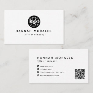Tarjeta De Visita Logotipo comercial de código QR profesional blanco