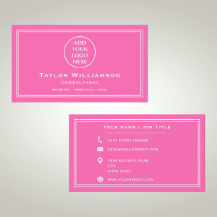 Tarjeta De Visita Logotipo comercial de la empresa "Hot Pink And Whi