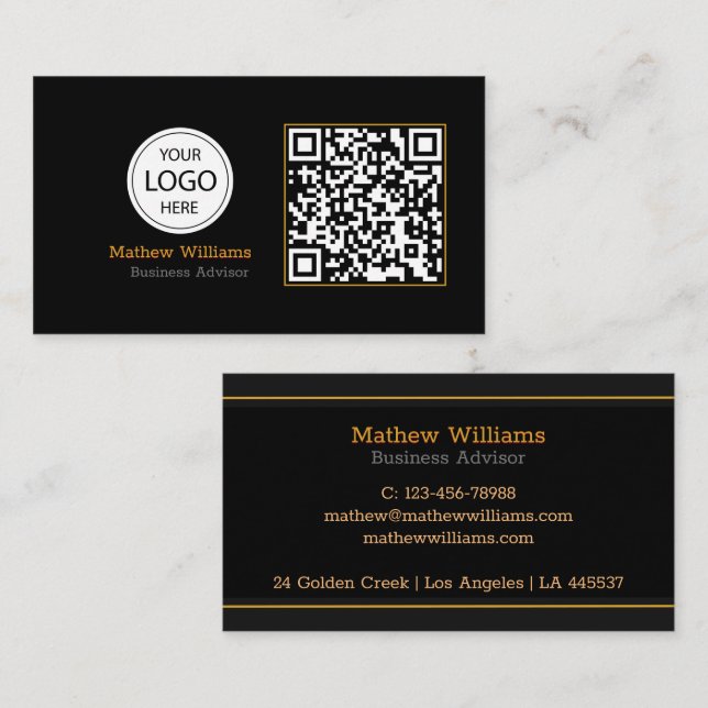 Tarjeta De Visita logotipo comercial de QR Code, moderno | Monograma (Anverso / Reverso)