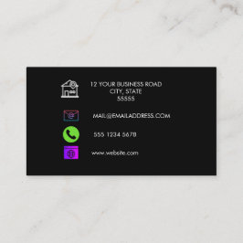 Tarjeta De Visita Logotipo comercial del código QR | Black Modern Pr