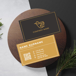 Tarjeta De Visita Logotipo comercial del código QR   Black Modern Pr