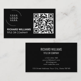 Tarjeta De Visita Logotipo comercial del código QR | Black Modern Pr