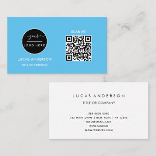 Tarjeta De Visita Logotipo comercial del código QR Black Modern Pr
