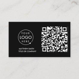 Tarjeta De Visita Logotipo comercial del código QR | Black Modern Pr