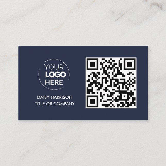 Tarjeta De Visita Logotipo comercial del código QR | Navy Profesiona (Anverso)