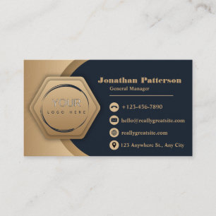 Tarjeta De Visita Logotipo comercial del código QR   Navy Profesiona