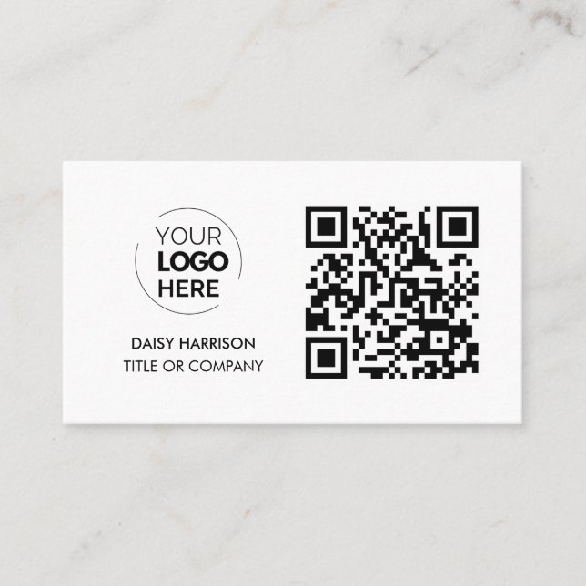 Tarjeta De Visita Logotipo comercial del código QR | Profesional bla (Anverso)