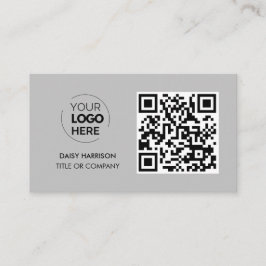 Tarjeta De Visita Logotipo comercial del código QR | Profesional Gri