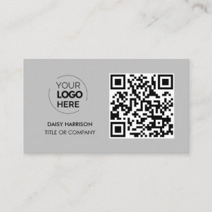 Tarjeta De Visita Logotipo comercial del código QR   Profesional Gri