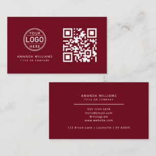 Tarjeta De Visita Logotipo comercial del código QR   Red Moderno Pro