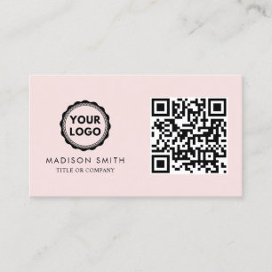 Tarjeta De Visita Logotipo comercial del código QR   Rosa Rubor mode