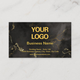 Tarjeta De Visita Logotipo comercial Elegante Mármol negro y dorado
