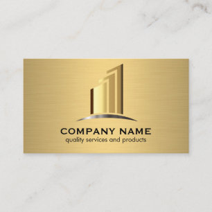 Tarjeta De Visita Logotipo comercial Gold   Edificios inmobiliarios