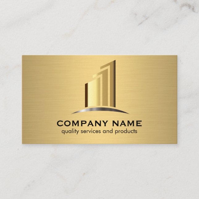 Tarjeta De Visita Logotipo comercial Gold | Edificios inmobiliarios (Anverso)