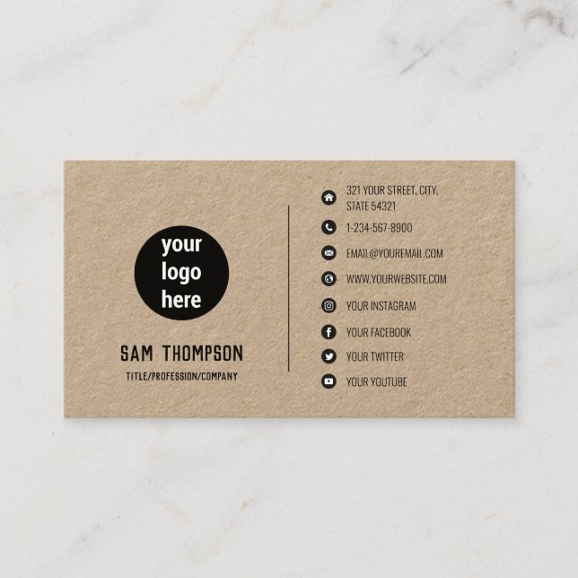 Tarjeta De Visita Logotipo comercial Iconos modernos de medios socia (Anverso)