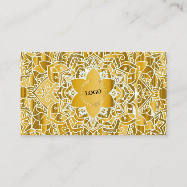 Tarjeta De Visita Logotipo comercial Mandala dorada (Anverso)