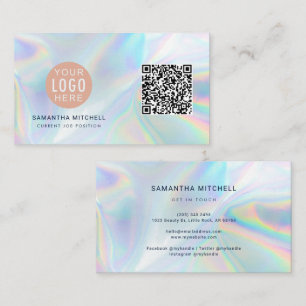 Tarjeta De Visita Logotipo corporativo holográfico moderno y código