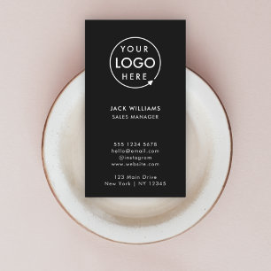Tarjeta De Visita Logotipo corporativo   Negro vertical Minimalista