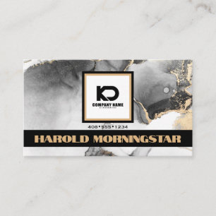 Tarjeta De Visita Logotipo cuadrado BOLD negro y dorado y código QR