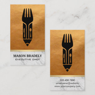 Tarjeta De Visita Logotipo culinario   Cuero   Mármol