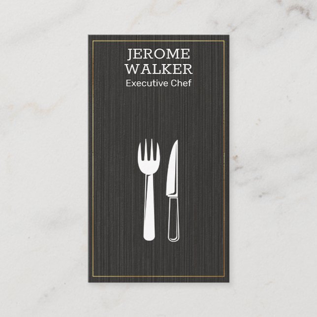 Tarjeta De Visita Logotipo culinario | Textura negra (Anverso)