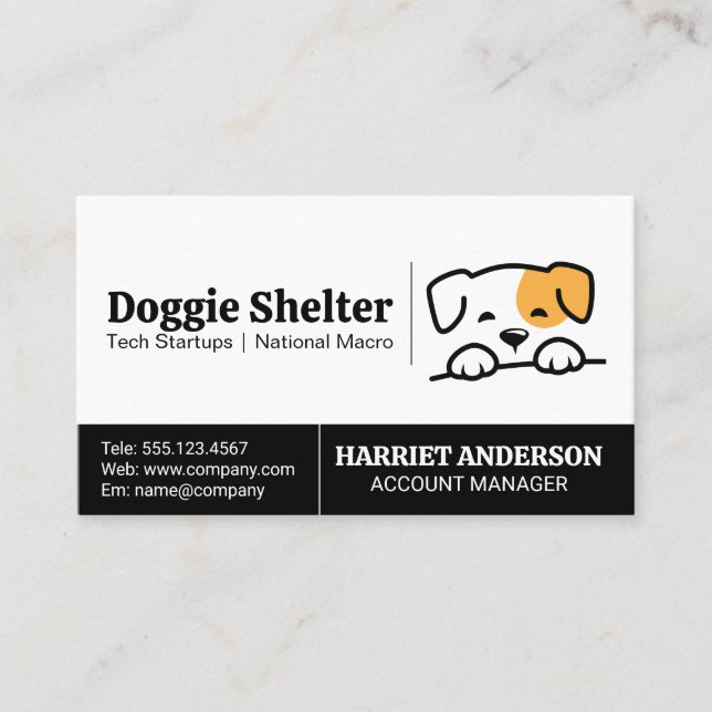 Tarjeta De Visita Logotipo Cute Doggie (Anverso)
