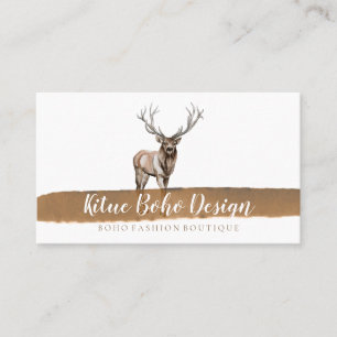 Tarjeta De Visita Logotipo de Acuarela Boho Cuerno de Ciervo