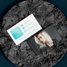 Tarjeta De Visita Logotipo de acuarela y medios sociales fotográfico