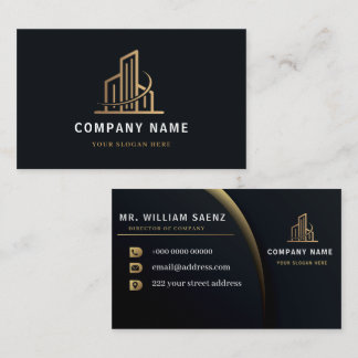 Tarjeta De Visita Logotipo de agente de bienes raíces de oro profesi