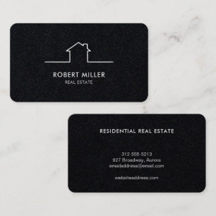 Tarjeta De Visita Logotipo de agente inmobiliario de hogar negro