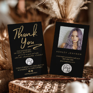 Tarjeta De Visita Logotipo de agradecimiento de foto con escritura e