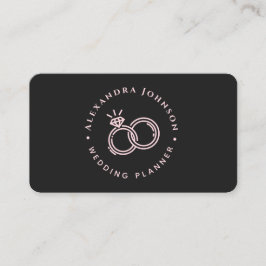 Tarjeta De Visita Logotipo de anillo de compromiso Chic rosa y negro
