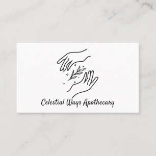 Tarjeta De Visita Logotipo de Apothecary Moderno Mínimo Boho Hands &