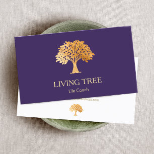 Tarjeta De Visita Logotipo de árbol de oro Vida Coach Health and Wel