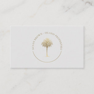 Tarjeta De Visita Logotipo de árbol de palma dorada