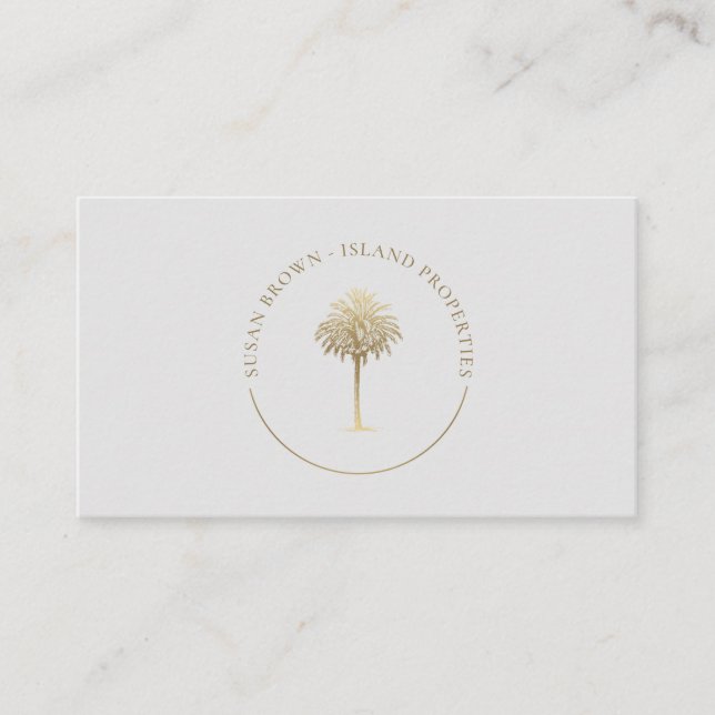 Tarjeta De Visita Logotipo de árbol de palma dorada (Anverso)