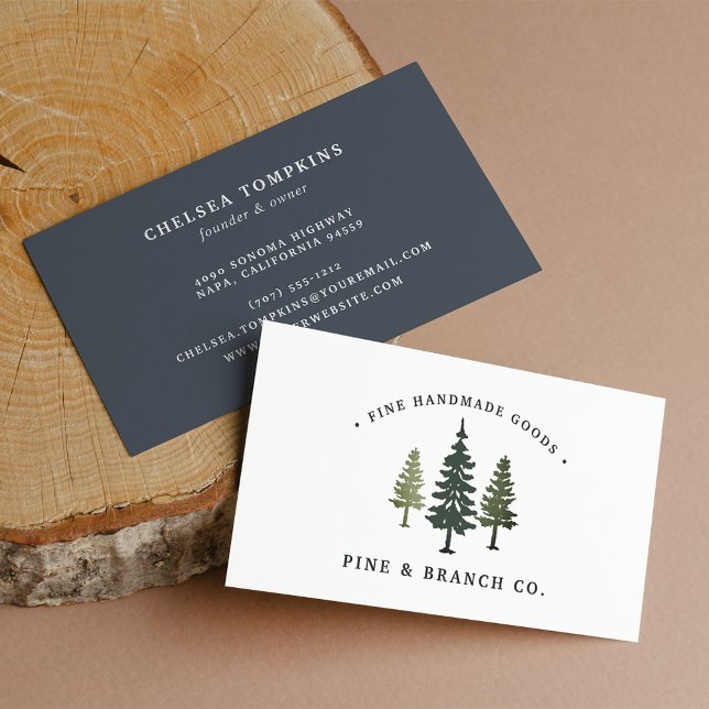Tarjeta De Visita Logotipo de árbol de pino (Subido por el creador)