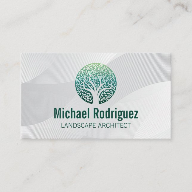 Tarjeta De Visita Logotipo de árbol estilizado | Landscaper (Anverso)