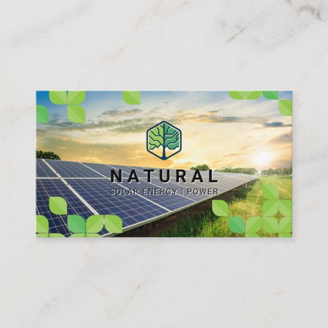 Tarjeta De Visita Logotipo de árbol | Hojas | Panel solar (Anverso)