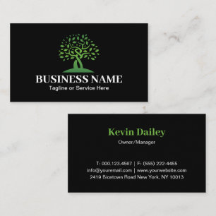 Tarjeta De Visita Logotipo de árbol moderno Servicios de Jardín Verd