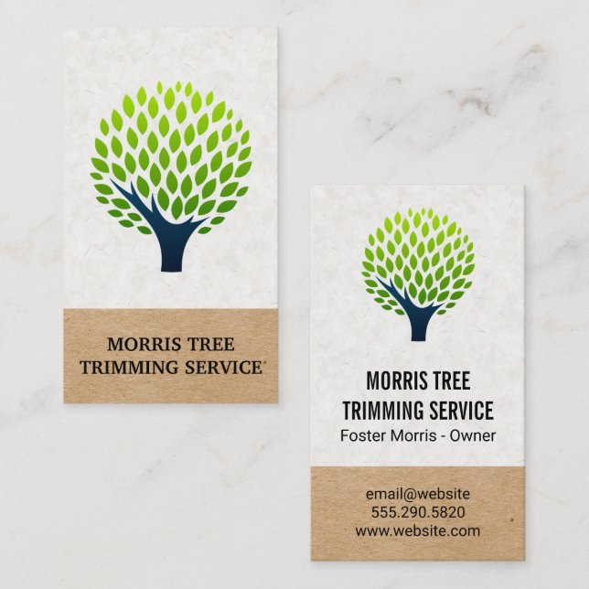 Tarjeta De Visita Logotipo de árbol | Paisaje (Anverso / Reverso)
